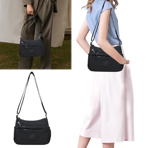 Oxford Women Crossbody Bag Multi-Pocket Messenger Bag Travel Shoulder Bag(Black) by EKsma - Used condition - Image 8