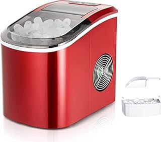 GiantexUK Electric Ice Maker, 12KG/24H Ice Cube Making Machine Ice Scoop and Basket, 2.2 L Automatic Self-Cleaning Ice Machine for Home Counter top (Red)
