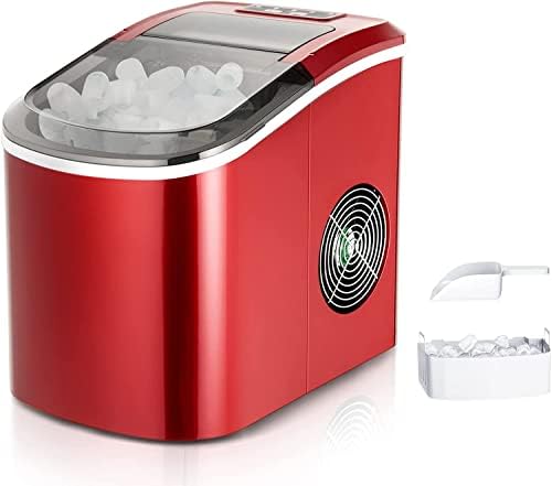 GiantexUK Electric Ice Maker, 12KG/24H Ice Cube Making Machine Ice Scoop and Basket, 2.2 L Automatic Self-Cleaning Ice Machine for Home Counter top (Red)