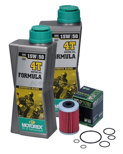 kmx24 Ölwechsel Set passt an KTM Duke RC 390 Modelle ab 2013 Adventure 390 Modelle ab 2020 mit Motorex Formula 4T 15W50 Ölfilter Wartungs Kit