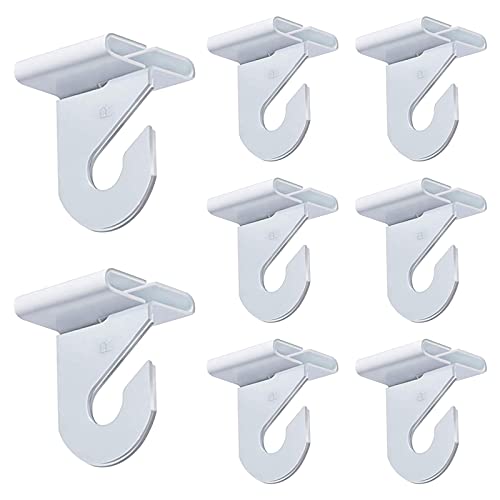 MOROBOR Drop Ceiling Hooks, 8pcs Metal T-Bar Hooks Suspended Ceiling Tile Hook Ceiling Clips for Hanging Plants and Decorations in Home Classroom Grid Office (White)