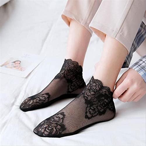 YOLAI 1 Pair Glitter Sheer Mesh Transparent Socks Women Ultrathin See Through Lace Elastic Ankle Socks3