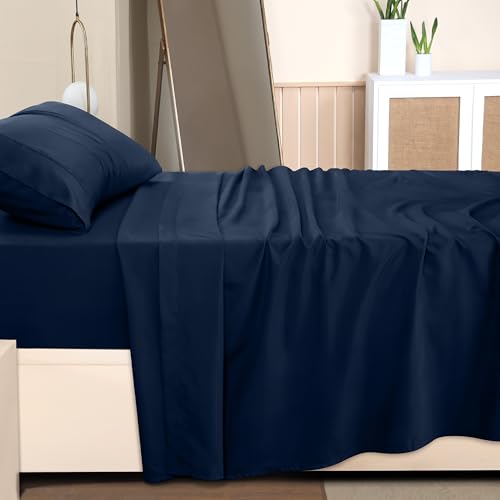 Image of Utopia Bedding Twin Size Sheet Set - Bulk Pack of 10 Bed Sheets Set - Soft Brushed Microfiber - Deep Pockets - Shrinkage & Fade Resistant - Easy Care (Navy)
