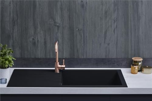 Liquida CU10BL 1.0 Bowl Composite Reversible Inset Black Kitchen Sink with Waste - Image 6