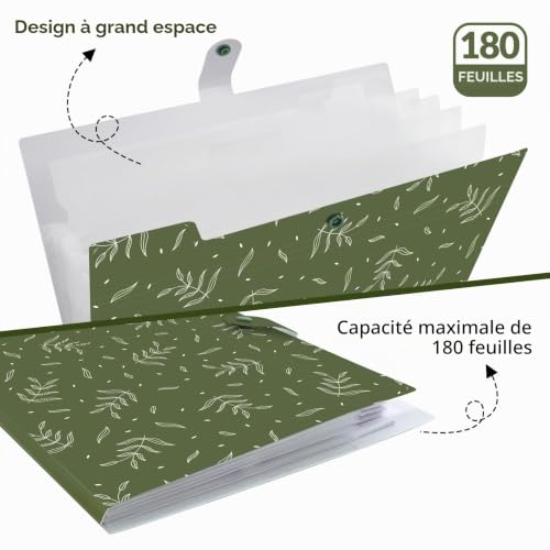 KONVINIT Trieur 6 Compartiments A4 Trieur Document,Olive – vue 4