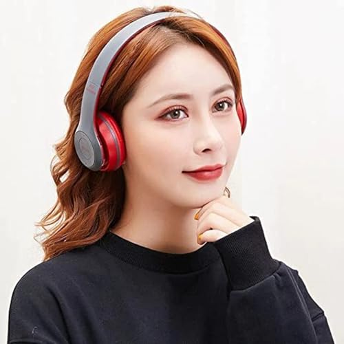 Image of Multi Function Mode Wireless Bluetooth Headphones with Mic, Ultra HD Sound, Wired & Wireless Gaming Headset, On-Ear Foldable Headphones with Deep Bass, Noise Isolation & Long Battery Life, Red