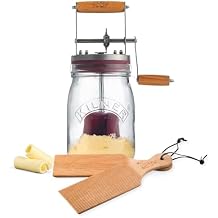 Kilner Vintage Glass Butter Churn and Butter Paddle; Delicious Homemade Butter in as Little as Ten Minutes; Large 34-Fluid Ounce Capacity Butter Churner