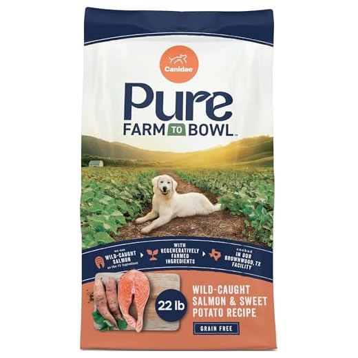 Canidae Pure Farm to Bowl, Grain-Free, Wild-Caught Salmon & Sweet Potato Dog Food, Adult 22lb