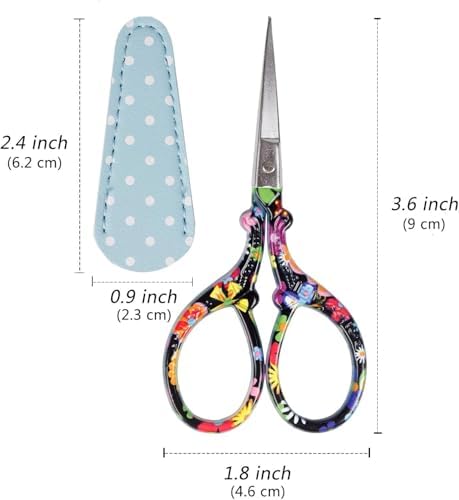 3.6 inch Sharp Embroidery Scissors for Sewing with Premium Leather Sheath - 1