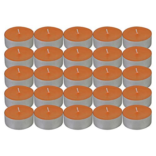 AMOS 25 x Scented Tealights Long 8 Hour Burning Time Candles (Orange)
