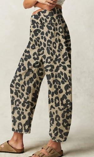 loveimgs Women Baggy Leopard Barrel Jeans Cheetah Print Mid Rise Wide Leg Denim Pants Harem Boyfriend Cargo Jeans Y2k3