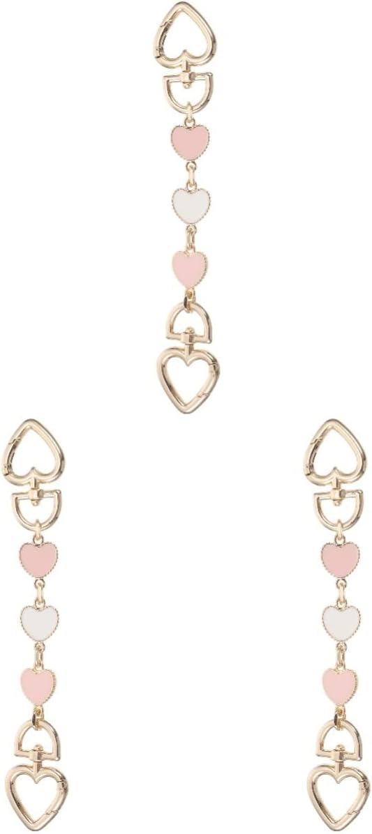 EXCEART3pcs Heart Shape Alloy Bag Chain Strap Replacement for Tote Bags Crossbody Purse Chain Accessories with Swivel Clasps for Handbags and Clutches