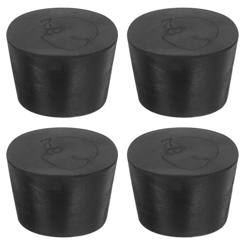 uxcell 4 Pcs Solid Rubber Stopper, Tapered Lab Seal Tube Stopper Plug for Test Tube Flasks Glass Containers Industry and Laboratories, 37x30x25mm Black