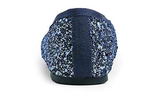 FEVERSOLE Women's Bling Soft Cushioned Comfort Flats Sparkle Party Ballets4