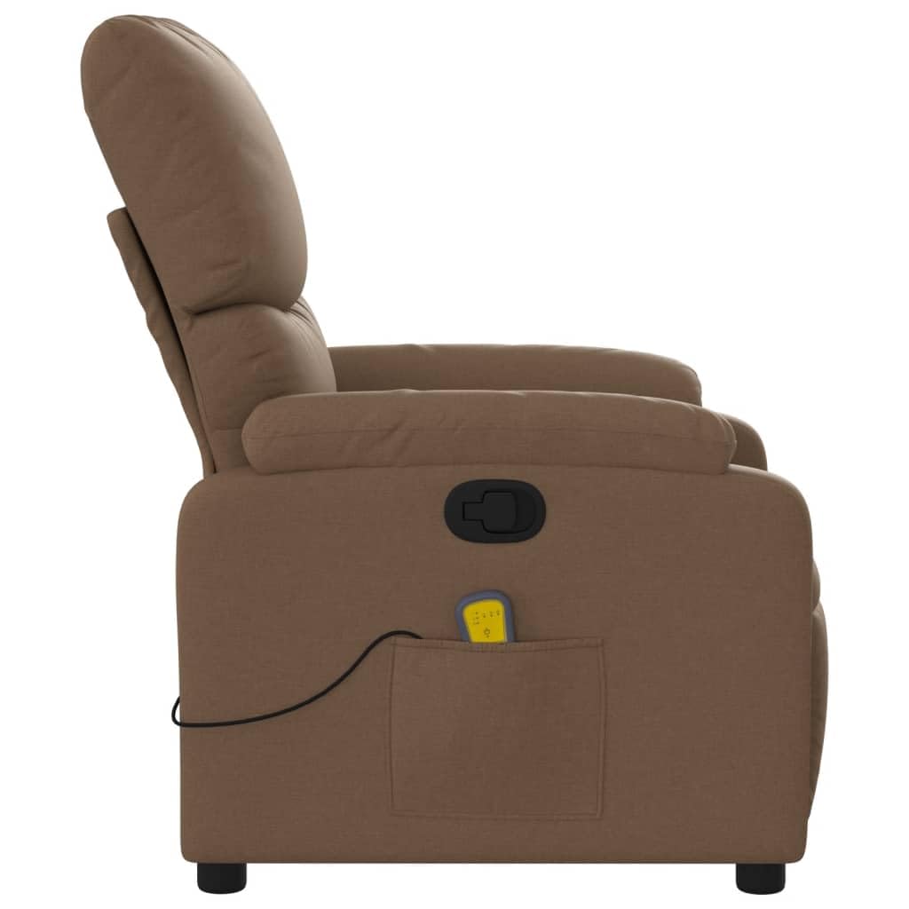 Generico Poltrona Massaggiante Reclinabile Marrone in Tessuto,Mobili,Sedie,Poltrone,Marrone,20.8 kg,373426