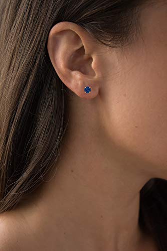 Solid 925 Sterling Silver Gold Plated 6mm Round Genuine Birthstone Gemstone Hypoallergenic Stud Earrings For Women3