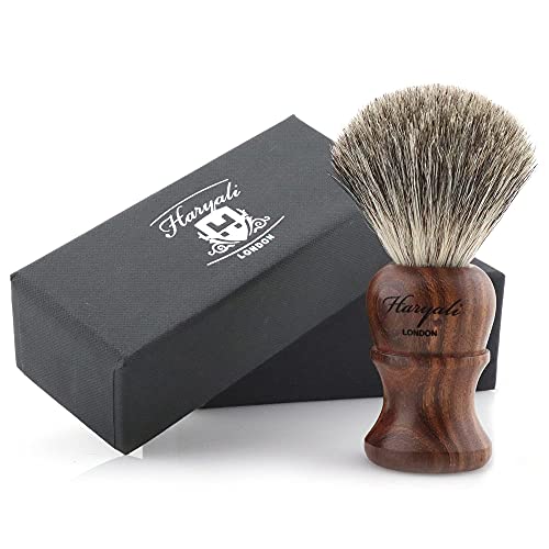 Haryali London NUEVO - 100% BROCHA DE AFEITAR DE PELO DE TEJÓN PURO - Rosa Madera Cepillo De Madera