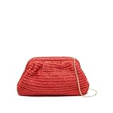 MISAKO Ropo bolso bandolera efecto rafia Mujer - Ropo Rojo 18x8x30cm