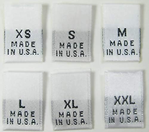 500 pcs Woven Clothing Sewing Origin Size Label White Made in USA - XS S M L XL XXL (83pcs Each)