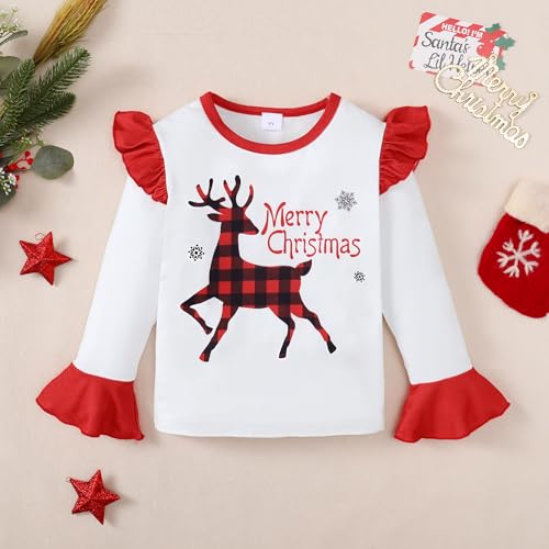 HOORGIN Girls Long Sleeve Shirts Cute Ruffle Shoulder Crewneck for Fall Toddler Girl Clothes2