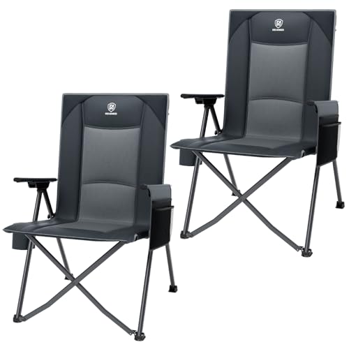 EVER ADVANCED Campingstuhl Faltbar Rückenverstellbar in 4 Positionen 160KG Belastbar, Klappstuhl Recliner Campingstuhl Klappbar mit Seitentasche & Getränkehalter, Angelstuhl für Camping Garten Balkon