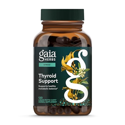gaia herbs thyroid support - made with ashwagandha kelp brown seaweed amp schisandra to support healthy metabolic balance amp overall well-being - 120 vegan liquid phyto-capsules 40-day supply