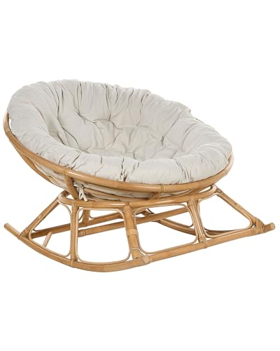 Beliani Fauteuil à Bascule Rond en Rotin Ton Naturel et Beige Clair Empilable Orvieto