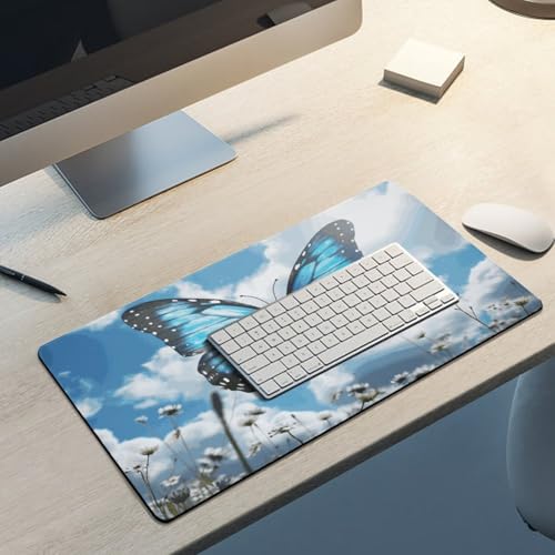 Pad Mouse Grande con Mariposas y Nubes Blanco miniatura 5