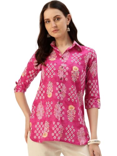 Image of feranoid Classic Collared Cotton Shirt with 3 /4 Sleeve for a Timeless Casual Look
