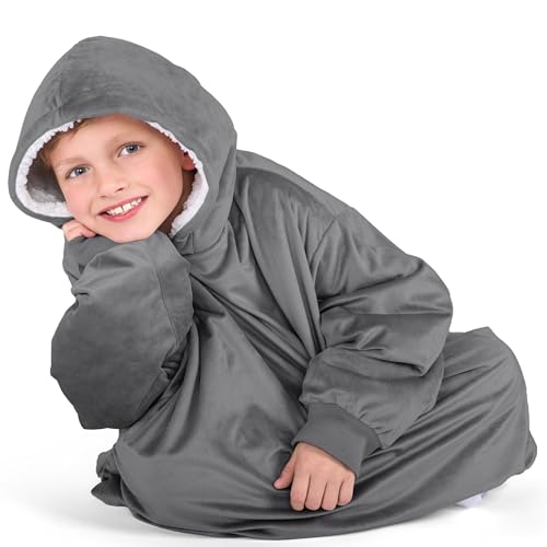 Image of Bare Home Wearable Blanket Hoodie - Soft Plush Sherpa - Warm and Cozy - Oversized Wearable Blanket