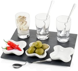 BRANDANI STORE MILLEASSAGGI ANTIPASTIERA PIATTINI FIORE 10 PEZZI ARDESIA CERAMICA VETRO INOX 55276