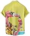 Hawaiian Flamingo Beach Button Down Shirt, Short Sleeve Tropical Print, Regular Fit, Lime Yellow