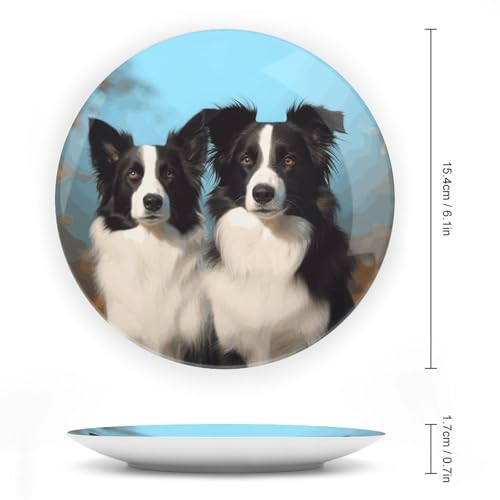 Plato decorativo borde Collie en porcelana 6 in miniatura 2