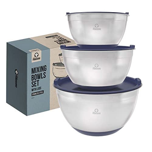 Chef Pomodoro chef Pomodoro Mixing Bowls with Lids, Stainless Steel