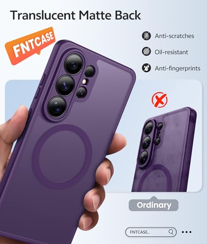 Image of FNTCASE for Samsung Galaxy S26-Ultra Case: [Fit for Magsafe] [Full Camera Protection] Translucent Matte Cases with [Screen Protector] Military Grade Shockproof Protective Phone Cover - Purple