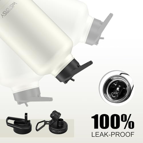 Image of 64oz Insulated Water Bottle (Cold for 48 Hrs),BPA Free&Leak Proof,Half Gallon Stainless Steel Water Flask,Water Jug with Straw Spout Lids for Gym,Hiking,Camping,White