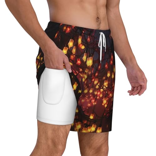 Men's Swim Trunks Quick Dry Board Shorts Paper Lantern Beach Shorts with Pocket Bathing Suits for Men2