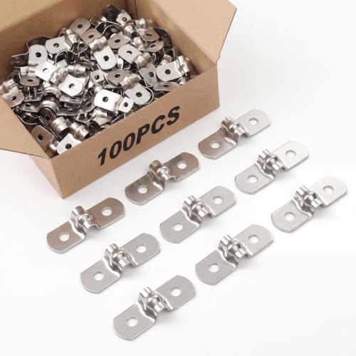 Image of Yaocom 100 Pcs 3 /8 Inch Opening Pipe Strap 304 Stainless Steel Conduit Clamp Reinforced Rigid 2 Hole U Bracket for Pipe Fixing on Various Surfaces