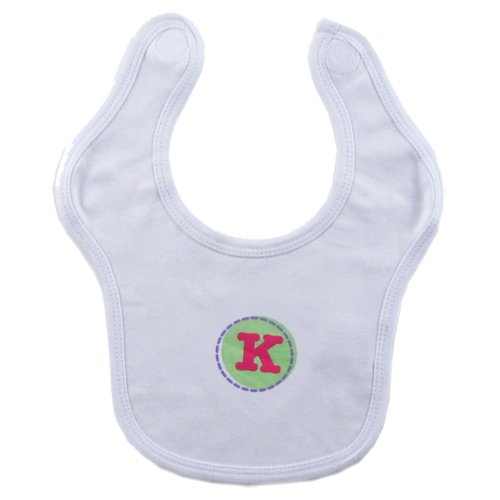 Hudson Baby Personalized Initial Bib- K, Girl, Pink/Green