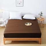 HEVUMYI ボックスシーツ 吸水速乾シーツ 厚さ5~30cmのマットレスに適用 （ダブル,140×200cm） ベッドシーツ 抗菌防臭マットレスカバー 洗えるベッドカバー 着脱簡単 敷き布団カバー 防ダニ 柔らかな触感 ブラウン