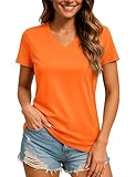 TACVASEN Workout Tops for Women UV Protection Shirts Quick Dry Lightweight Rash Guard Short Sleeve Shirts Orange L