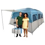 12 Person Large Camping Tent - Tall Family Cabin Shelter with 2 Room Dividers, 6 Mesh Windows, Water-Resistant Rainfly, and Portable Carry Bag - 12 Person Tents for Camping by Wakeman Outdoors (Blue)