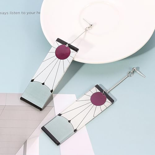 Anime Hanafuda Earrings Kamado Tanjiro Earrings Kimetsu No Yaiba Cosplay Accessories For Women Men4