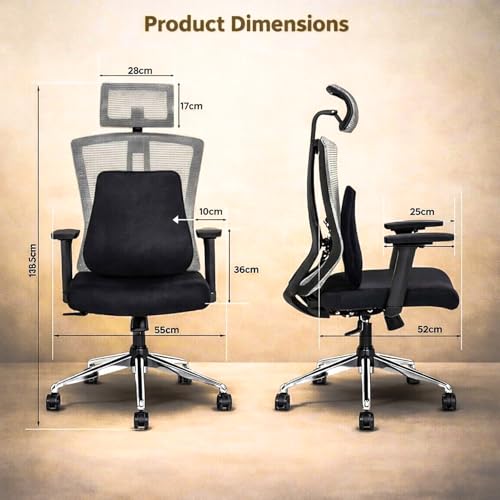 Image of ValorX USA Summit 2026 Ergonomic High Back Office Chair | Orthopedic Memory Foam Back Cushion | Smart Tilt-Lock Mechanism | Breathable Italian Mesh | 3D Armrest | 3 Year Warranty | Black & Grey
