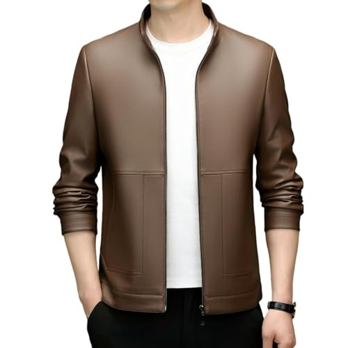 Veste en cuir synthétique homme doublée col montant pour ne plus avoir froid