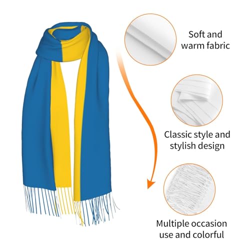 Swedish flag print Cashmere shawl with tassel Warm tassel scarf Women's scarves are lightweight warm3