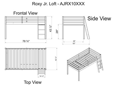 Wooden Junior Loft Bed with Pink and White Tent for Kids