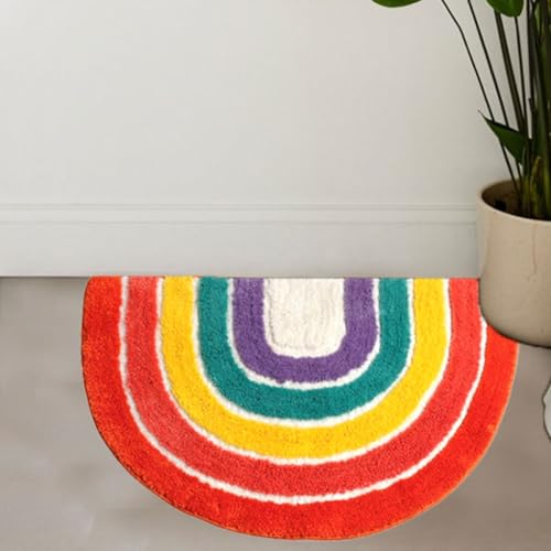 Tapis de bain en polyester absorbant et moelleux en forme demi-cercle - 3