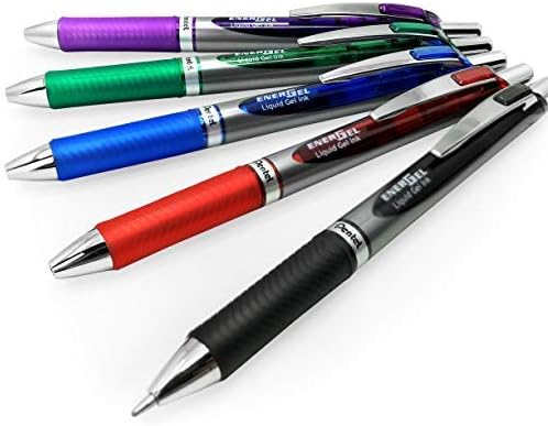 Energel BL80 - Bolígrafo retráctil de tinta de gel líquido, 0.039 in, 1 de cada color, 5 unidades