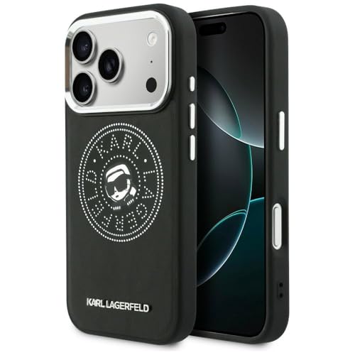 CG MOBILE Karl Lagerfeld Point & Karl Esquisse Compatible avec MagSafe Coque pour iPhone 17 Pro (noir)